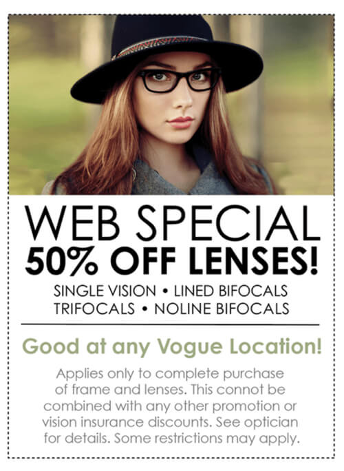 Woman wearing brand name designer frames from vogue vision