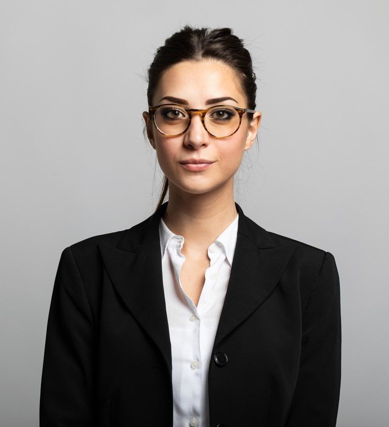 Business woman wearing new eyeglasses